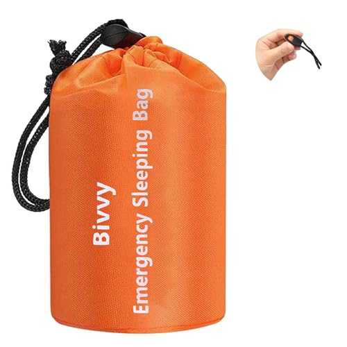 Emergency Sleeping Bag,Survival Sleeping Bag PE Aluminum Film Emergency Blanket Lightweight Waterproof Thermal Bivvy Bag Warm Tube Tent for Outdoor Camping and Hiking