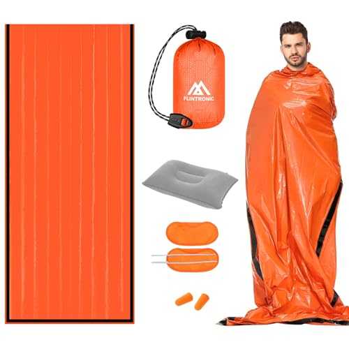 Flintronic 2PCS Survival Sleeping Bag, Emergency Bivvy Bag, Emergency Rescue Blanket, Rescue Tent, Reusable, Waterproof, Ultralight, Heat-Repellent, Cold Protection, for Outdoor Camping, Hiking