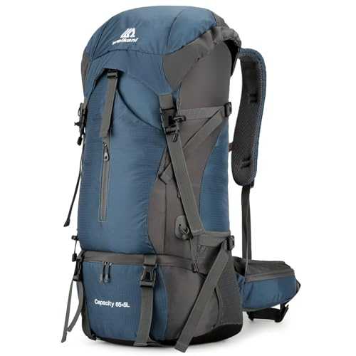 NTUOCAW 70L Hiking Backpack with Rain Cover Large Trekking Backpack for Men Women Waterproof Camping Rucksack Lightweight Backpacking for Outdoor Sports Travel Hiking Cycling Climbing Mountaineering