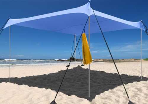 easierhike Family Beach Sunshade Tent UPF50+ UV Protection Portable Windproof Design with 8 Sandbags Anchors 10x10 FT 4 Poles Outdoor Shelter for Beach, Camping, Fishing, Backyard and Picnics