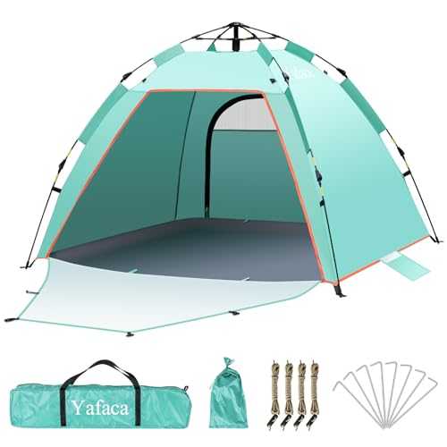 Yafaca Pop Up Beach Tent, 1-3 Person Automatic Extra Large UV 50+ Portable Sun Shelter Tent, 2 Doors Lightweight Easy Setup Outdoor Tent for Garden, Fishing, Picnic