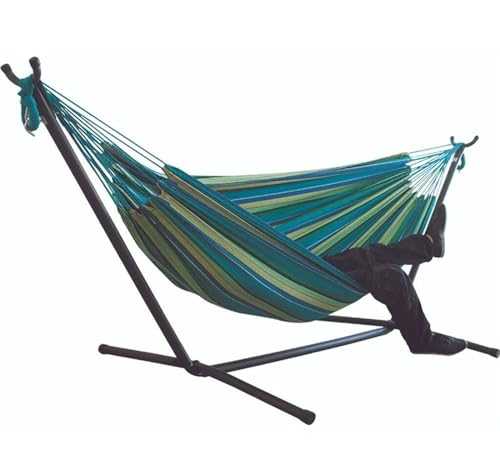 GTOULHH Portable Hammock Double Hammock With Space Saving Steel Stand Included 2 Person Heavy Duty Outside Garden Yard Outdoor Travel Hammock