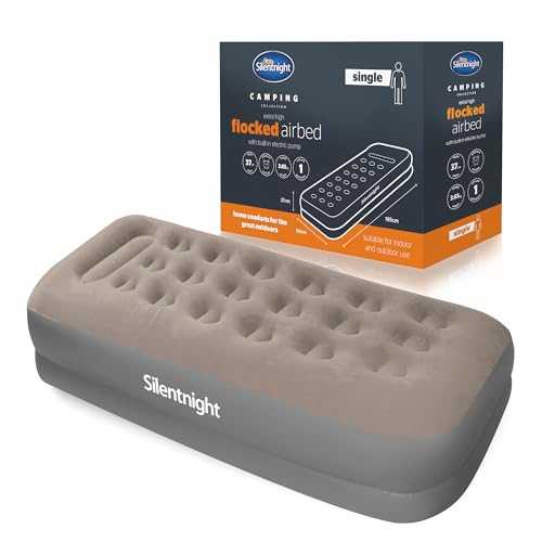 Silentnight Single Air Bed with Built in Electric Pump – Raised Flocked Inflatable Blow Up Camping Airbed with Soft Touch Top, Fast Inflation and Storage Bag – for Caravans & Guest Rooms, Gray