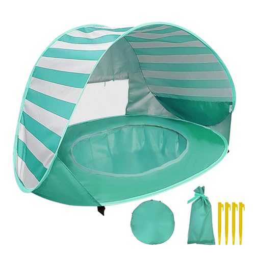 Baby Beach Tent Pop Up Pool Tent, UV Protection Sun Baby Pool with Shade Lightweight Portable Kids Shelter Tent for Babies Beach Garden Picnic (Green)