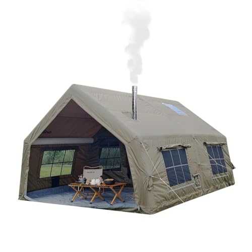 Deluxe 5-6 Person Family Camping Tent - 4 Season Waterproof 3000mm Large Pop-Up Tent with Separate Living & Sleeping Areas Pump & Stove Jack Hole for Outdoor Adventures