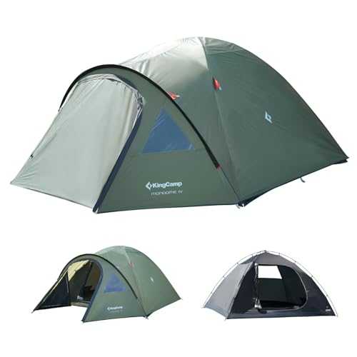 KingCamp Camping Tent for 4 People, Ultralight Waterproof Dome Tent, Compact and Backpack-Friendly, Ideal Tent for Camping, Trekking and Outdoors