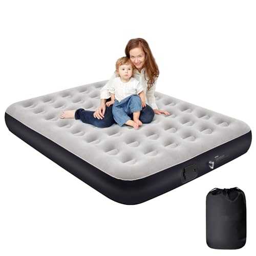 Kitxedas Air Bed Double with Built in Pump, Inflatable with JUST One-click, Electric Mattress Self Guest Bed for Camping/Home, 198x152x25cm