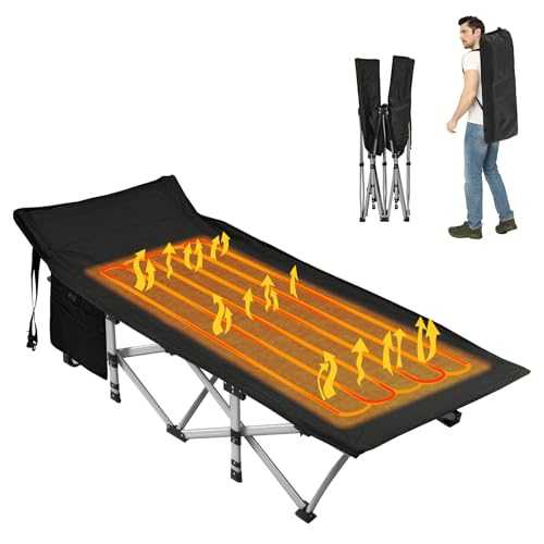 BDL Camping Cot Heated Camping Folding Cot for Adults with Carry Bag Heavy Duty Outdoor Camping Bed for Travel Camp