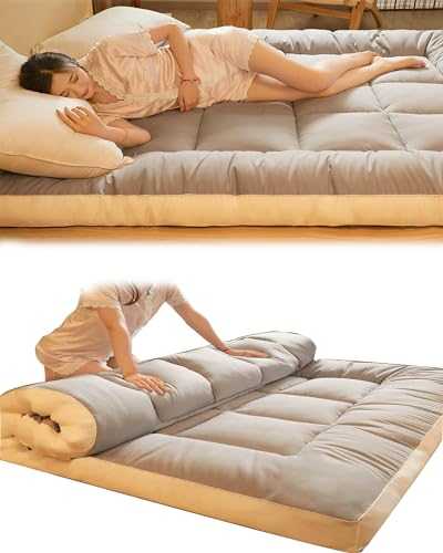 Thicken Mat Sleeping Pad Foldable Roll Up Mattress Portable Camping Mattress for Floor Lounger Couch Bed Gentleman Gray (200x220cm)