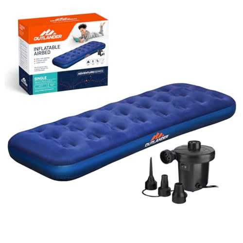 Vivo Technologies Single Air Bed, Blow up Camping Bed with AC Electric Air Pump Waterproof Inflatable Mattress, Airbed Single Blow Up Mattress Inflatables with 3 Nozzles for Travel, Camping,Travel