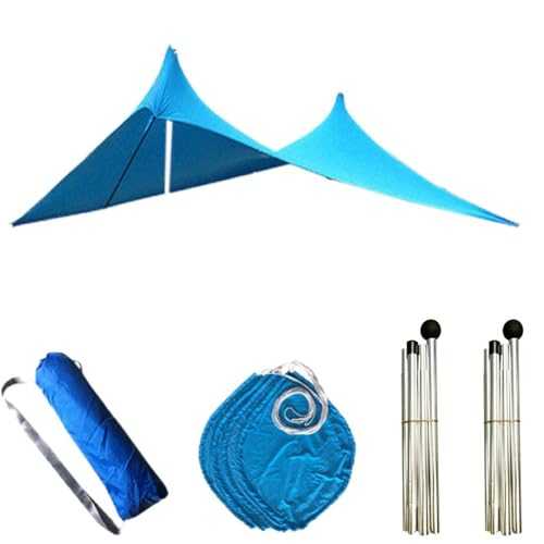 Sun Shelter - Camping Sun Shelter, Shade Beach Tent | Sun Shelter Canopy With UPF 50+ Protection, Portable Shade Beach Tent With 4 Sandbags, For 4-8 Persons Family Vacation And Camping (52x18x12cm)