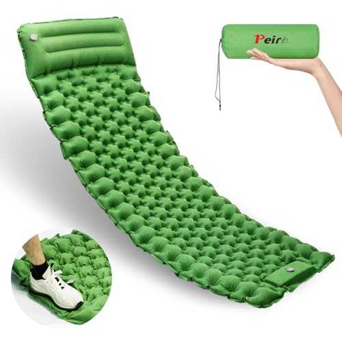 Peirhw Camping Sleeping Pad, Ultralight Camping Mat with Pillow Built-in Foot Pump Inflatable Sleeping pad for Backpacking，Hiking，Traveling Tent