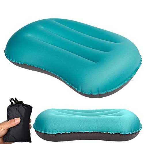 ChanYu Ultralight Camping/Inflating Travel Pillow, 3.5 oz Compressible, Comfortable, Ergonomic Camping Pillow with Storage Bag, for Neck & Lumbar Support Camping, Backpacking, Hiking Traveling (Blue)