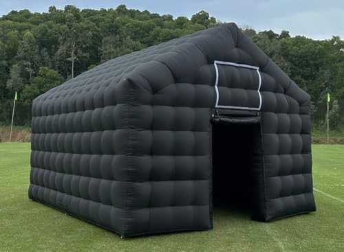 Large Black Inflatable Cube Disco Tent Big Mobile Portable Inflatable Night Club Tent House Pavilion for Backyard/Outdoor Club Wedding, Party, Events(18ftx16x14ft)