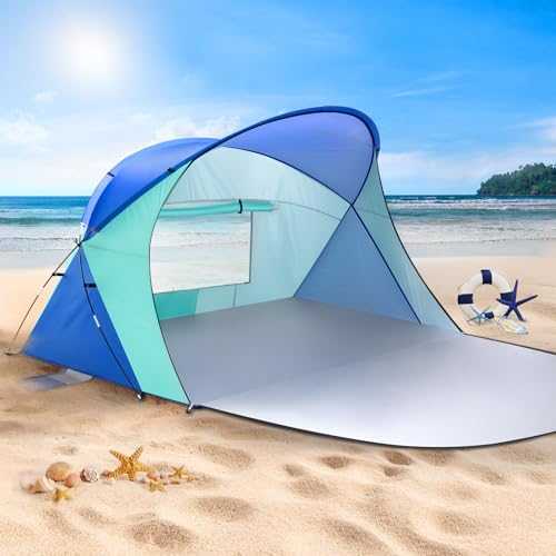 VXVGER Beach Tent Sun Shelter for 2-3 People, UV Protection Sunshade Portable Outdoor Canopy for Family Camping Traveling