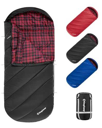 KingCamp XXL Sleeping Bag for Adults 3-4 Season Large Wide Flannel Liner Single Warm Waterproof Lightweight for Camping Hiking Backpacking Outdoor with Compression Sack