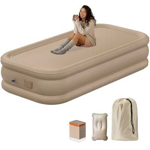 MrToNo Single Inflatable Air Mattress with Rechargeable Pump, 3-Min Self Inflating Air Bed, 350kg Load Capacity Blow Up Mattress Waterproof Camping mattress for Bedroom/Guest/Camping 200x100x40cm