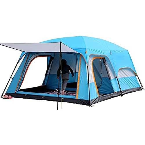 Insulated Tent Outdoor Camping Tent 5-8 Person Large Family Tents for Camping l, Hiking Waterproof Tent with Living Room and Separate Rooms 4 Season Tents Big Family Shelter (Orange Brown)