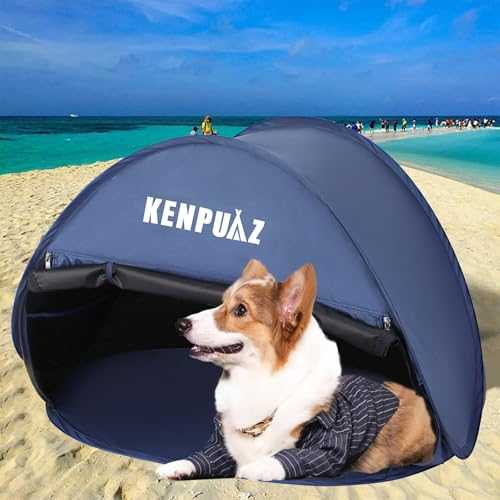 Yaskyly Pop Up Dog Beach Tent Mini Head Tent with Door Curtain, UPF50+ Portable Sun Shade Shelter for Puppy Large Cats Small Animals Pets Sun Canopy Dog Cat House, Waterproof, Easy Setup, Carry Bag