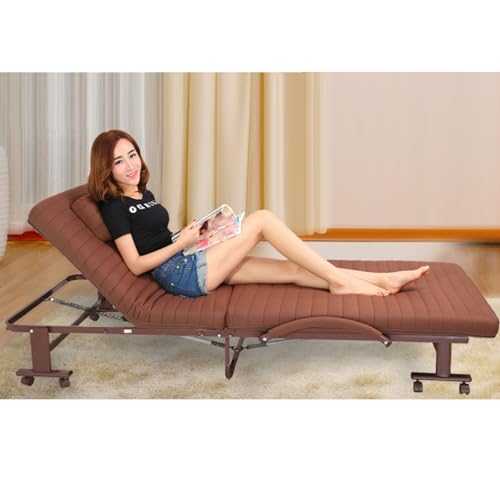 GXXINGIN Portable Folding Bed，Adult folding bed,S,Portable Folding Bed Fold Out Bed, Folding Bed with Mattress, 6 Levels Adjustable W/Wheels for Home, Roll Away Beds with Mattresses for Adults