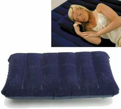 Generic Large Inflatable Head Rest Cushion Rectangle Pillow For Back And Sitting Ease Health Home - Blow up Cushion for Travel and Camping - Soft and Comfortable (Navy Blue), MW-5019758043257-PP
