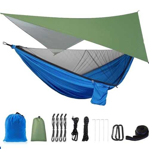 Camping Hammock Outdoor Camping Accessories Camping Hammock With Net Tent Tree Straps Portable Single Double Nylon Parachute Hammock For Travel