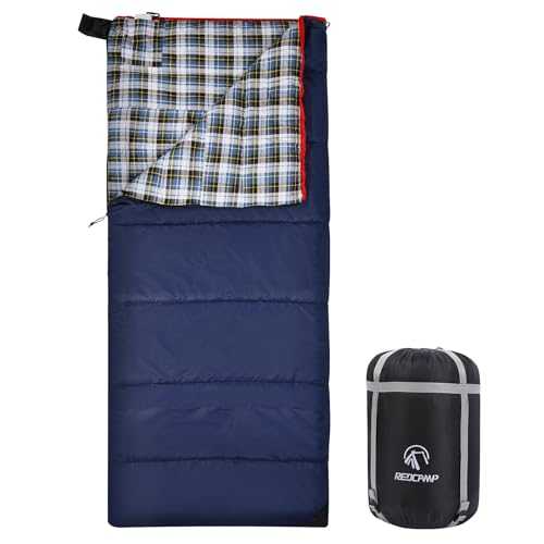 REDCAMP Cotton Flannel Sleeping Bag for Camping Backpacking, Adults Cold Weather Envelope Sleeping Bags with 2/3/4lbs Filling