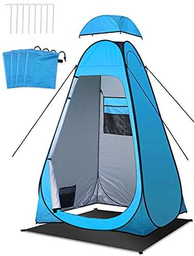 Toilet Tent, Shower Tent with Tent Groundsheet/Pegs/Guy Ropes/Tent Bag, Waterproof Camping Toilet Tent Pop-up Changing Tent Portable for Outdoor Travel Fishing Hiking-Utility Tent