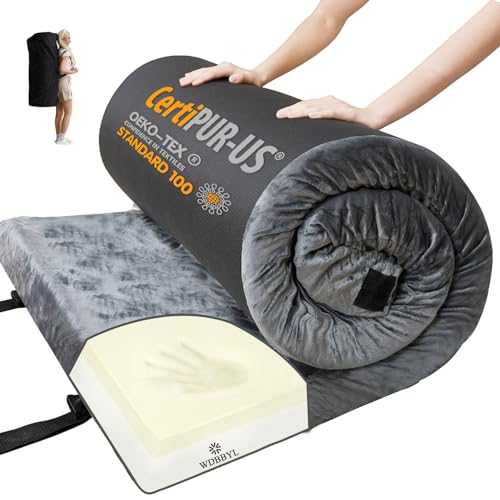 Memory Foam Camping Mattress With Waterproof Velvet Cover,Travel Car Camping,Portable Roll Up Mats,Twin/Single/Cot Size | Indoor Floor Mats, Guest Bed Pads with Carry Bag Removable Cover