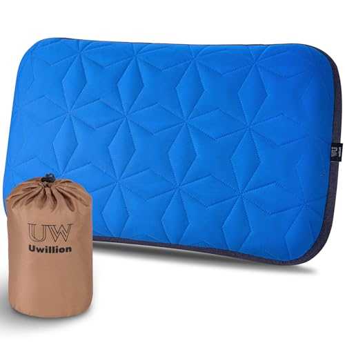 UWILLION Large Camping Pillow with Removable Cover - Ultralight Inflatable Pillow for Camping Lightweight, Ergonomic and Washable for Camping, Hiking, and Travel Blue