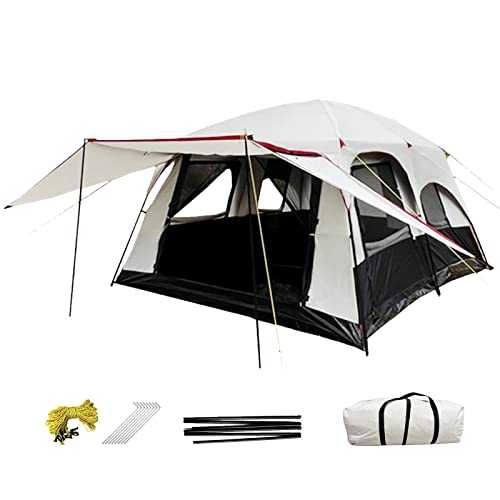 WXPXYBF Family Outdoor Camping Tent Large Bell Tents with Awning Canopy, Big Family Tent for Outdoor, Picnic, Camping, Family, Friends Gathering, 2-Rooms and 1-Bathroom