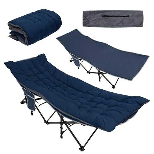 Milestone 20279 Folding Camp Bed with Detachable Sleeping Pad/Portable Camping Cot/Ideal for Tent, Travel, Festivals, Spare Bed for Guests / 150kg Max Weight / 190cm x 69cm x 53cm