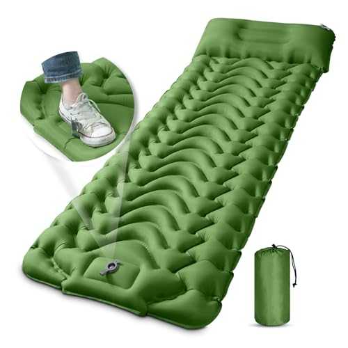 MEETPEAK Camping Sleeping Pad with Pillow, Extra Thickness Inflatable Camping Mat with Foot Pump, Durable Waterproof Lightweight Camping Air Mattress for Hiking Backpacking Traveling