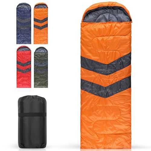 Sleeping Bags for Adults & Kids, 3-4 Season Ultralight Waterproof Backpacking Sleeping Bag with Hood & Double-Sided Zip, Lightweight Compact for Camping, Hiking & Travel