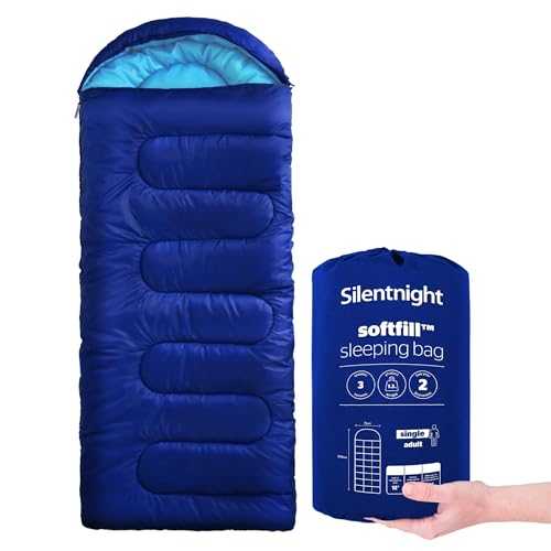 Silentnight Sleeping Bag for Adults - 3 Season Lightweight Soft Thick Cosy Warm Mummy Sleeping Bag for Spring Summer Camping Hiking Outdoor Travel for Warm and Cold Weather