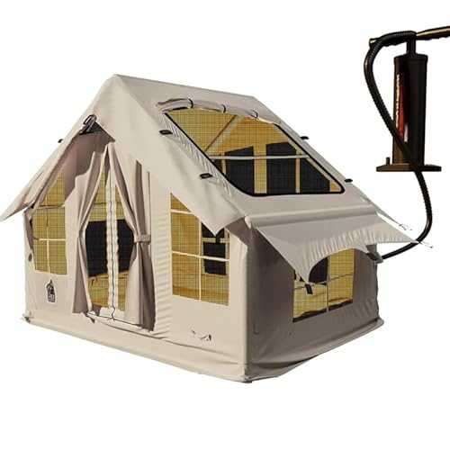 Air Glamping Tents, Inflatable Camping Tent with Pump, Easy Setup 4 Season Waterproof Windproof Outdoor Blow Up Tent, Luxury Cabin Tent,2-4person