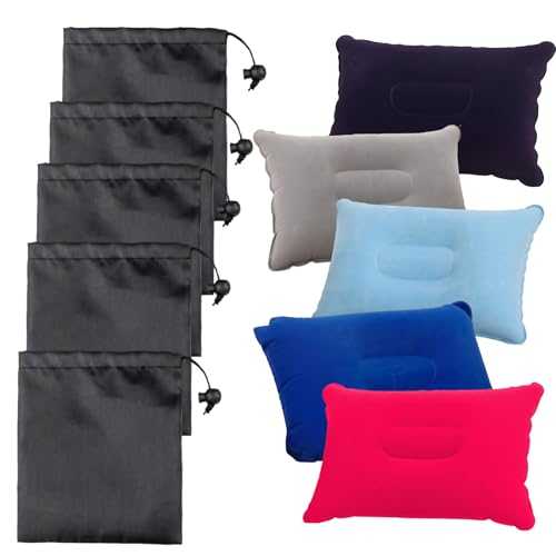 KGJAXF 10Pcs Inflatable Pillows for Camping, Blow Up Pillow Set for Travel with Oxford Storage Bags,Compact Lightweight for Outdoor Activities, Beach, Hiking, Includes 5 Colors (34 * 22cm)