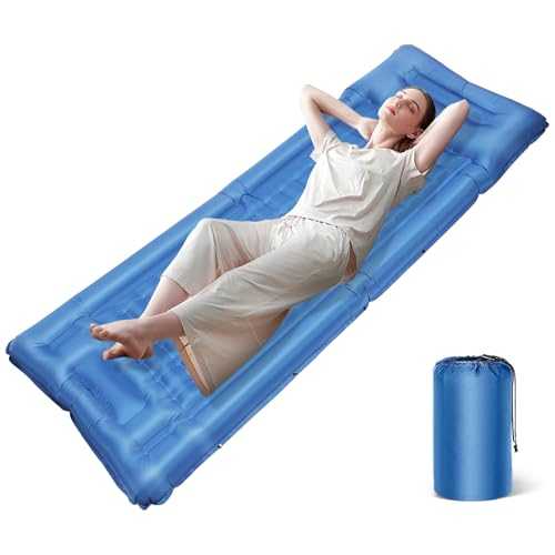 Camping Sleeping Pad, Self-Inflating Sleeping Mats with Pillow,Thick 6.2 Inch Ultralight Sleeping Pad with Built-in Foot Pump for Camping Backpacking Hiking Traveling Tent