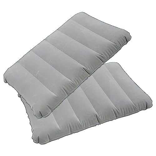 Dogxiong 2 Pack Ultralight Inflatable Camping Pillow Squared Flocked Fabric Air Pillow for Hiking,Traveling,Napping,Desk Rest,Beach Neck Lumbar Support