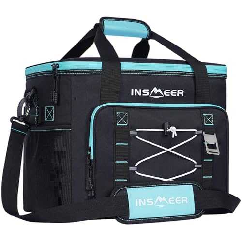 INSMEER Soft Cooler Bag, Collapsible Coolers Bag 60 Can/40L, Soft Sided Insulated Cooler Portable Leakproof Cooler for Grocery Shopping,Camping,Travel,Fishing-Black