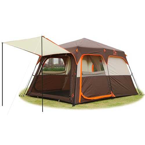 KTT Instant Tent 6-12 Person(A),Large Family Cabin Tents,Automatic pop up Tent Build Quickly in 60S,2 Rooms,2 Top Windows 3 Doors and 3 Windows with Mesh,Waterproof,Big Tent for Outdoor,Picnic,Camping