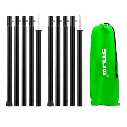 SAN LIKE Tent Pole Telescopic Pole Tent Poles Telescopic 200 cm Stainless Steel Tarpaulin Poles for Tents Taps or Awning Camping Tarpaulins, Replacement Support Poles Awning Telescopic Tarp Pole