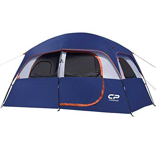 CAMPROS Tent-6/8-Person-Camping-Tents, Waterproof Windproof Family Tent with Top Rainfly, 4 Large Mesh Windows, Double Layer, Easy Set Up, Portable with Carry Bag, for All Seasons