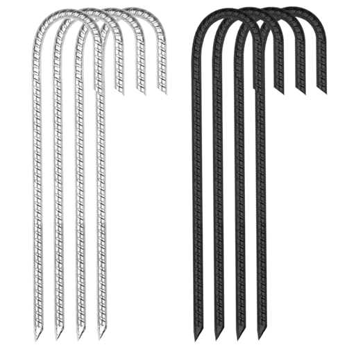 LXBCTOP Tent Pegs Metal Heavy Duty, 8 PCS J Hooks Ground Pegs, 30 CM Rust-Proof Ground Anchor, Strong Galvanised Trampoline Anchor for Football Nets Greenhouses Bouncy Castles Garden Swing Hammock