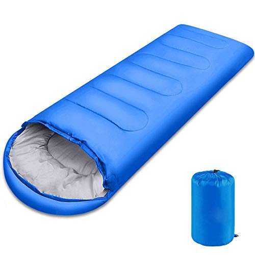 Lightweight Sleeping Bag, 3 Season Sleep Bags for Kids Adults Girls Women, Cotton Hollow Filled Warm Cool Cold Weather 5-20 Degree for Backpacking/Hiking/Naturehike/Camping with Compression Sack -Blue