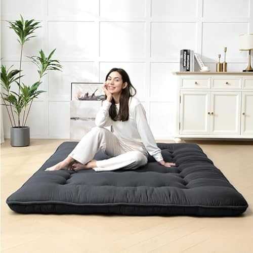 Dremdo Thick Futon Floor Mattress, Padded Japanese Folding Roll Up Mattress Sleeping Pad, Roll Up Mattress Thick Tatami Mattress Suitable for Camping, Guest Room,Black,180x200cm