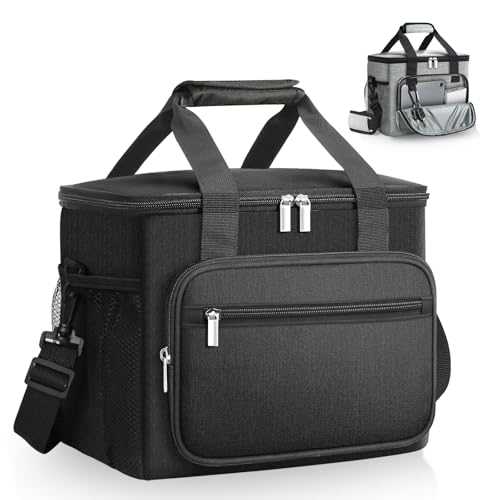 Waflyer Insulated Lunch Bag, 15L Cooler Bag, Thermal Lunch Box, Leakproof Cool Bag with Adjustable Shoulder Strap, Lunch Tote Bag, Soft Cooler for Lunch/Work/School/Beach/Picnic/Travel