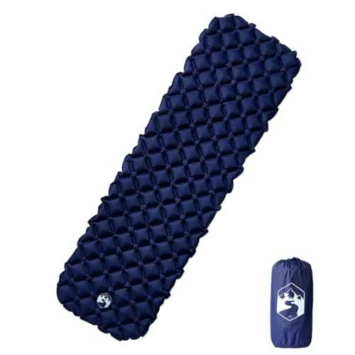 vidaXL Inflating Camping Mattress - Navy Blue Outdoor Air Sleeping Mat, Portable, Water-Resistant, Durable 40D Nylon TPU, 190x58x6cm