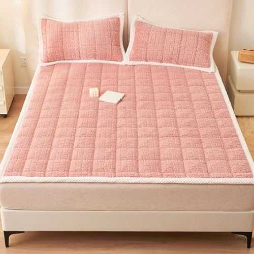 Japanese Floor Mattress Full Size Portable Thick Roll Up Camping Mattress for Bedroom Tent or Guest Dormitory Light Pink