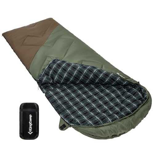 KingCamp Sleeping Bag for Adults, Winter | Flannel Lined Cold Weather 3-4 Season Sleeping Bag, Big and Tall Sleeping Bags, Lightweight, Water-Resistant for Camping, Backpacking, Hiking